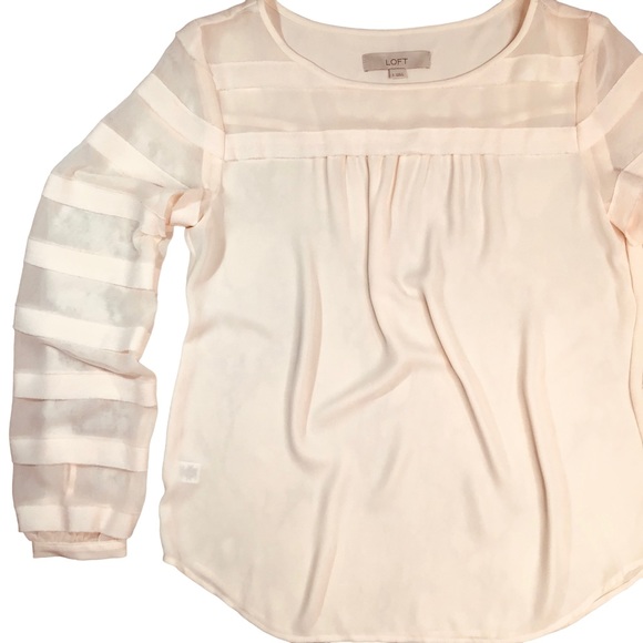 LOFT - Semi Sheer Light Apricot Long Sleeve Blouse - S (Fits like A Medium) - Picture 2 of 16